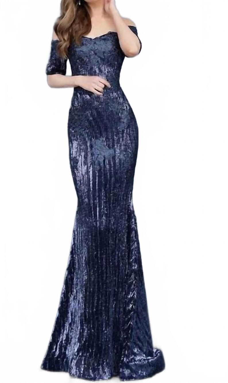 NEW JOVANI long formal mother of the bride dress in navy